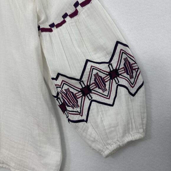 Lane Bryant Top Womens 18 White Gauzy Embroidered Tasseled Cottagecore Boho - Picture 3 of 14